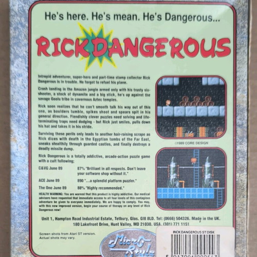 Rick Dangerous (MicroStyle) (Atari ST) like new, complete in box
