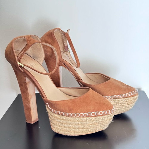 Zara espadrille sandals used, brown tan, size 39