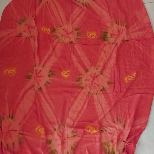 Women's boho beach pareo like new, red viscose fabric with fringes