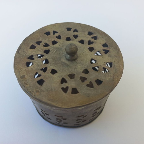 Old handmade silver-plated box candle holder used
