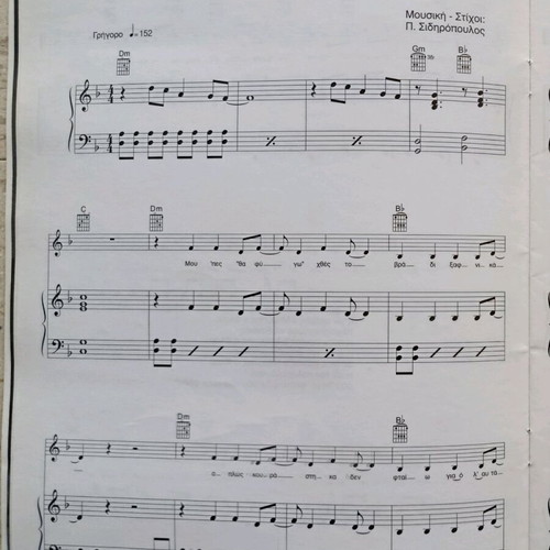 Pavlos Sidiropoulos Flou sheet music like new for piano, harmonium, guitar
