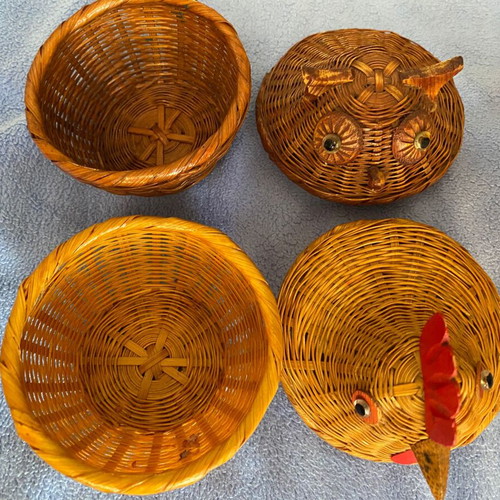 Animal ornaments set of 4, natural bamboo, handcrafted