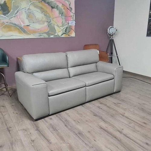 Cubo three-seater sofa new, beige, Italian natural leather with relax mechanism