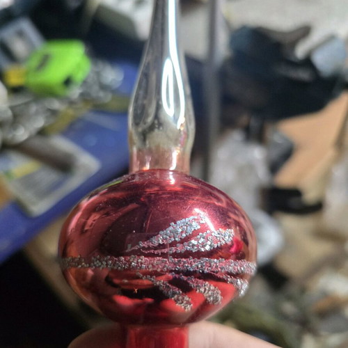 Glass red tree topper used