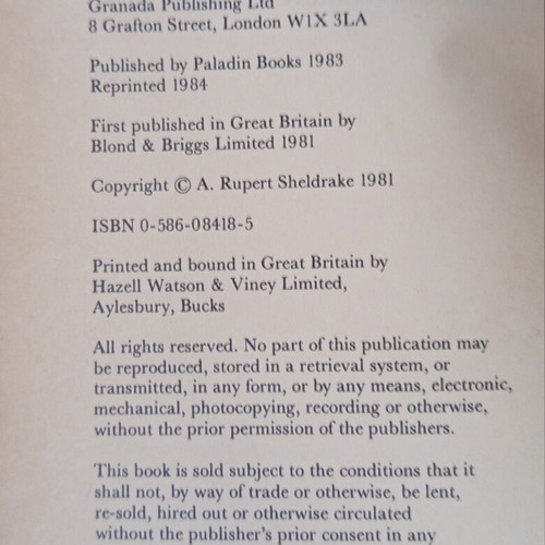 A New Science of Life book used, English