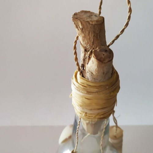 Hanging bottle with shells used, wind chime 58cm