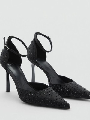 Νέες γόβες Margo Shoes μαύρες με κρύσταλλα, μέγεθος 38, τακούνι 9,5 εκ.