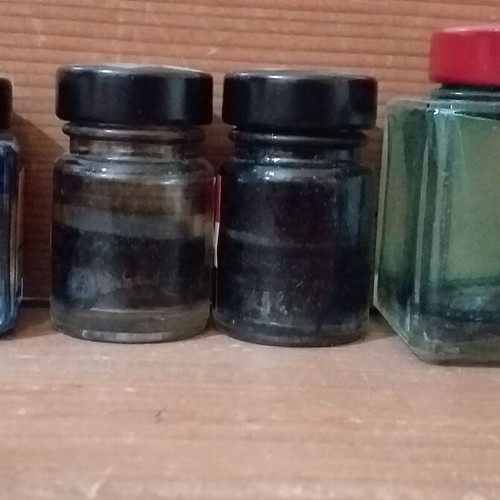 Ink bottles used, set of 8 collectible Liberty, Carter, Elvita