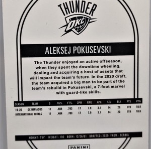 Κάρτα ALEKSEJ POKUSEVSKI Rookie Oklahoma City Thunder NBA Hoops Panini