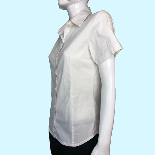 White women's slim shirt used size M with stain, cotton