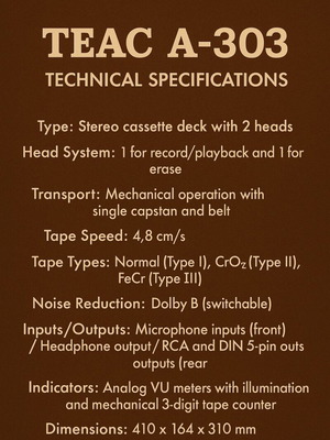 INQUIRE ABOUT AVAILABILITY TEAC A-303 "1977 "stereo cassette deck Made in japan high quality