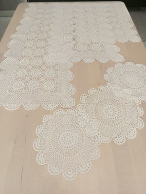Set of 6 handmade crocheted pieces in white color new