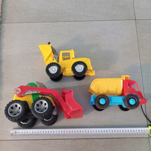 Toy dump trucks used, set of 3 pieces