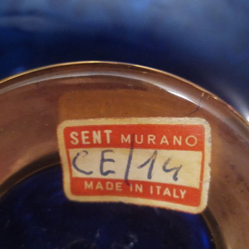 Murano crystal basket with handle, vintage