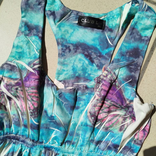 Maxi summer dress S/M with colorful tropical print, like new