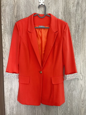 Γυναικείο blazer με μανίκι 3/4 έντονο κοραλί, σαν καινούργιο