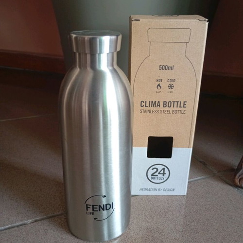 FENDI metal water bottle new collaboration with 24Bottles