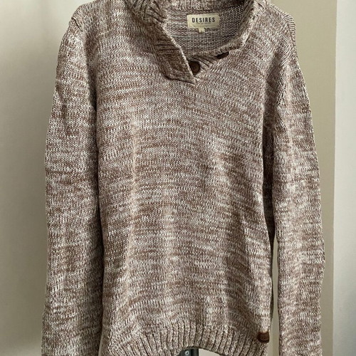 Desires Beige knit button collar jumper size L like new