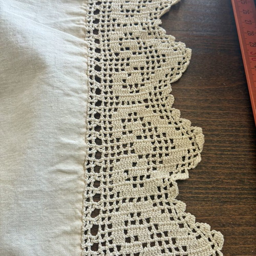 Vintage handmade cotton table runner like new, ecru color