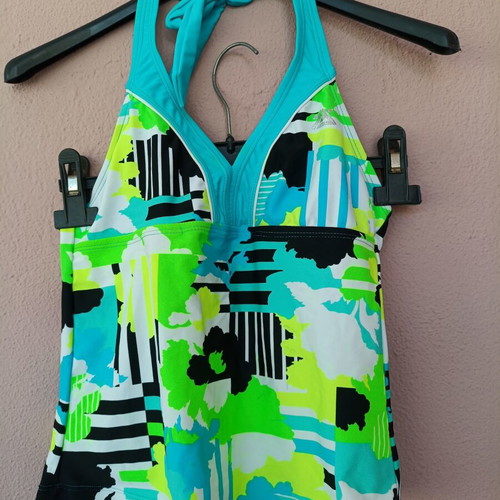 Zeroxposur tankini top with gift bikini new, geometric neon pattern