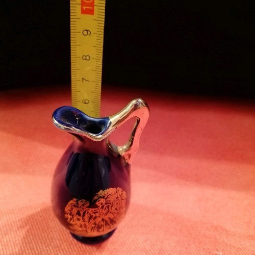Limoges decorative porcelain miniature jug like new, cobalt blue with gold details