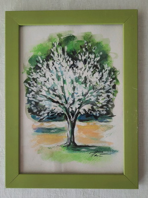 Olive 18×24 cm acrylic on paper with frame
