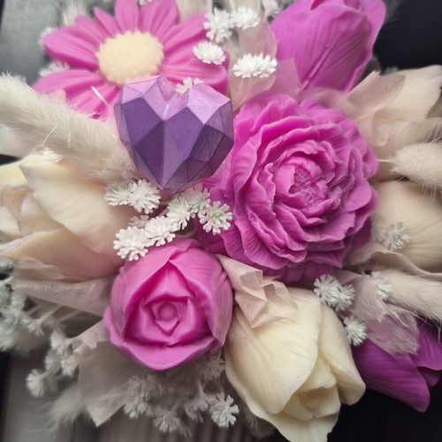 Wax bouquet in frame new