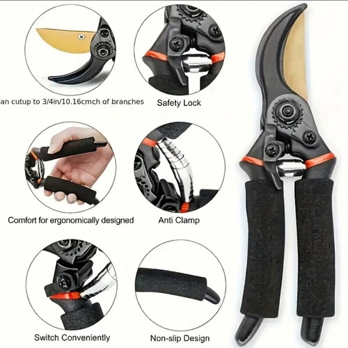 Pruning shears new high carbon steel with ergonomic handle