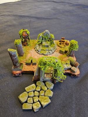 Ancient temple diorama for DnD and tabletop, hand-painted and stylized