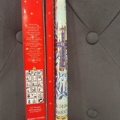 Easter candles set of 2 new with religious designs and gold print