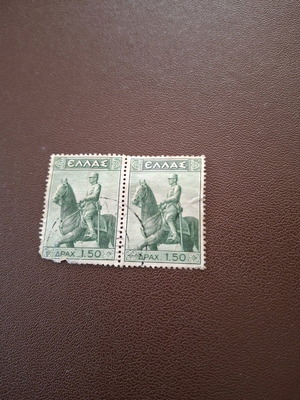Двойка гръцки марки 1937 употребявани, крал Константин I