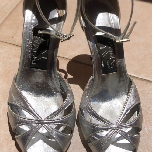 Thomas women's leather silver sandals size 36, like new