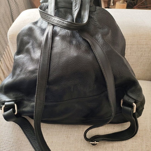 8 by Yoox black leather backpack like new