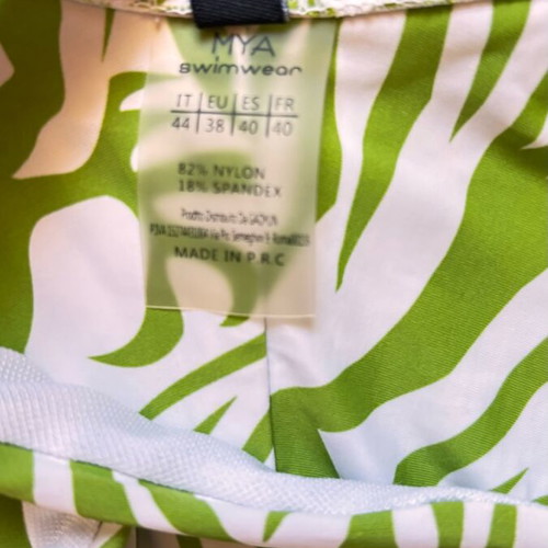 Women's bikini swimsuit used, green and white leopard print, size S/M