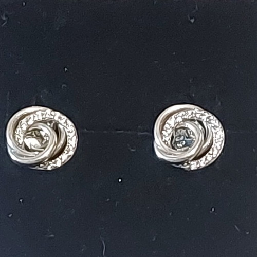 Pandora earrings new with three intertwined circles and cubic zirconia