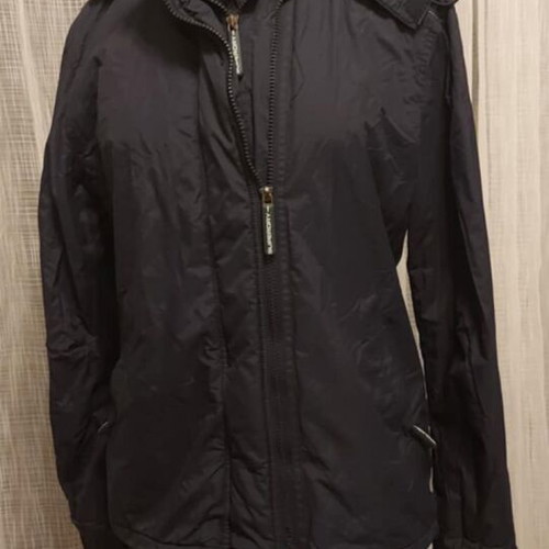 Superdry women's jacket used, size Large, black with blue fleece lining