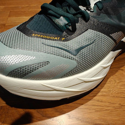 Hoka Speedgoat 7 running shoes, size 44.5, grey green