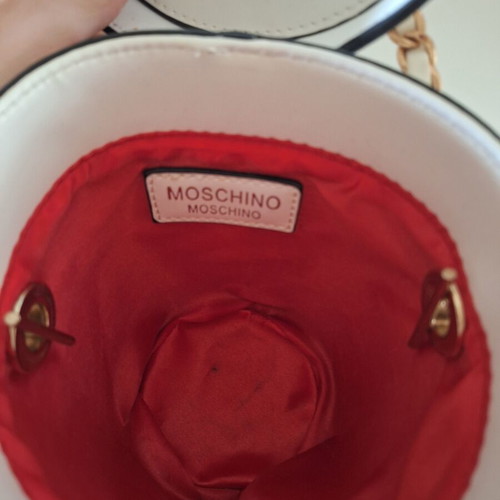 Moschino shoulder bag like new with straw, white and red