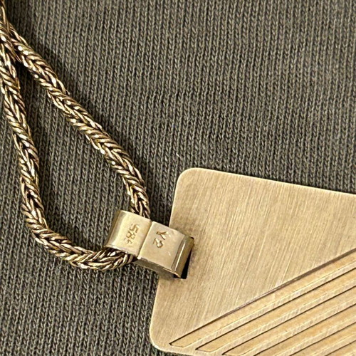 Vintage 14K Gold Necklace with Geometric Pendant, 14g, like new