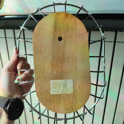 Metal fruit bowl with wooden base like new