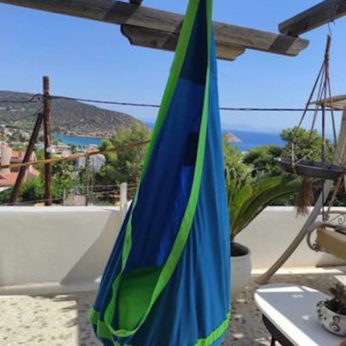 Children's Hanging Swing hammock like new, blue and green fabric