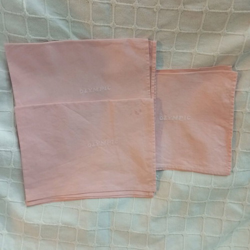 Olympic set of 3 used cotton dining napkins pink