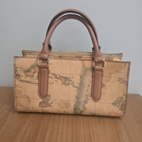 Alviero Martini 1a Classe Geo Map Crossbody Bag like new, beige and brown