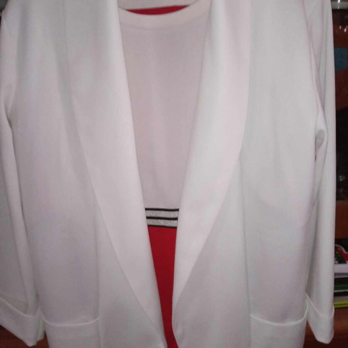 Women's set blouse and pants with white jacket like new
