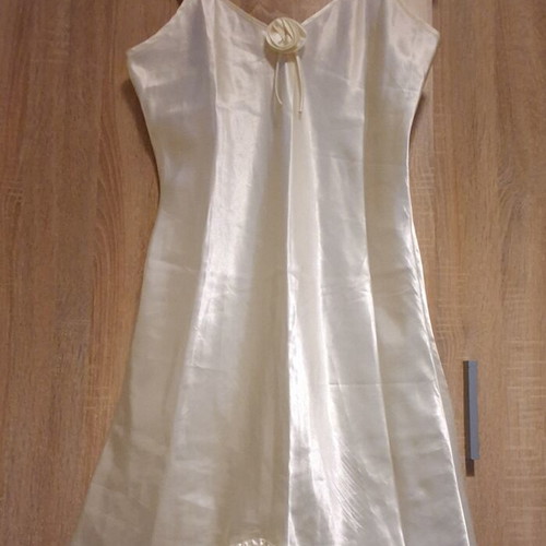Satin sleepwear set new, nightdress and robe, champagne yellow, small