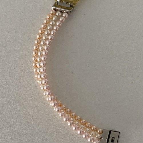 Swatch women's watch with pearl bracelet, new, beige, 16 cm