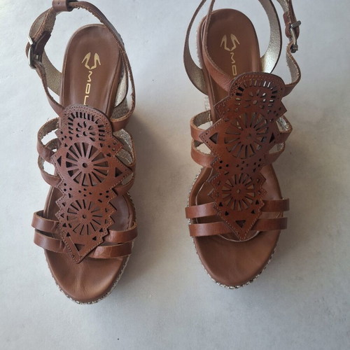 Mourtzi platform sandals size 38 like new, brown, 10 cm heel