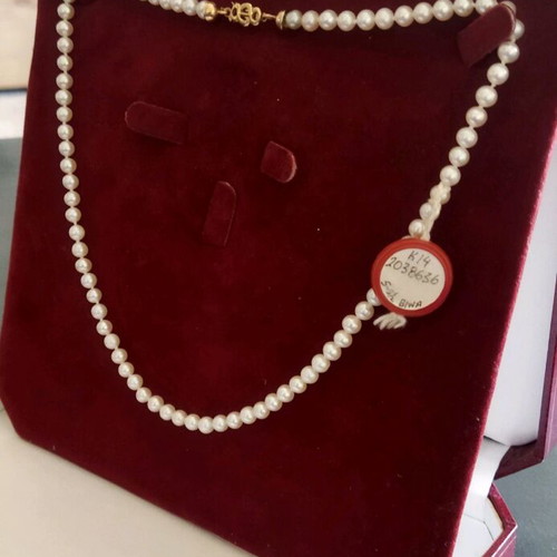 Sendai Biwa pearl necklace 585 gold new, length 46 cm