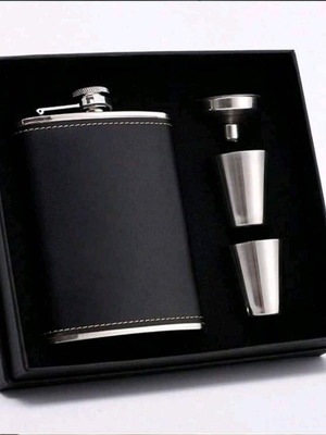 Luxury gift set leather flask new