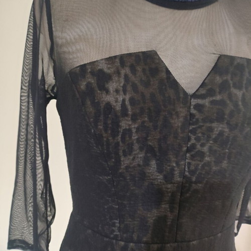 Sandro Paris mini dress with leopard pattern like new, black brown